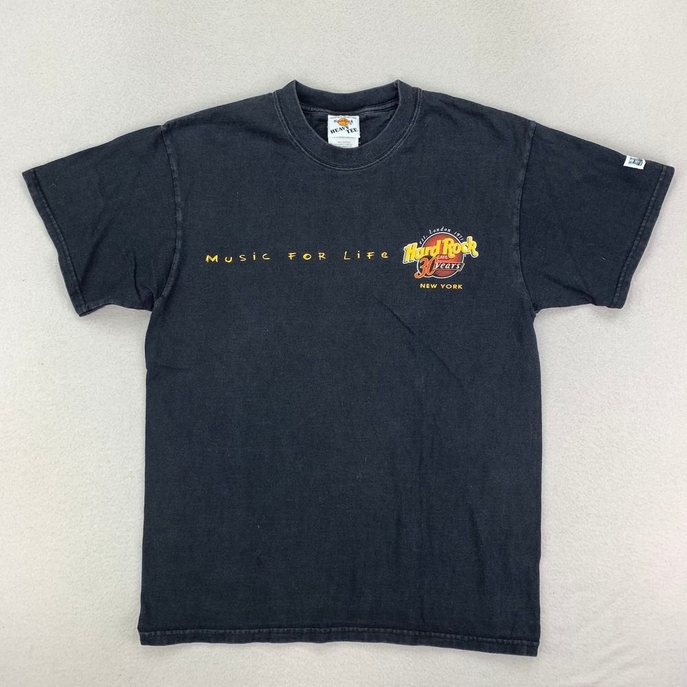 Vintage Hard Rock Cafe Heavy Tee Shirt NYC Mens M Black World Tour Short Sleeve